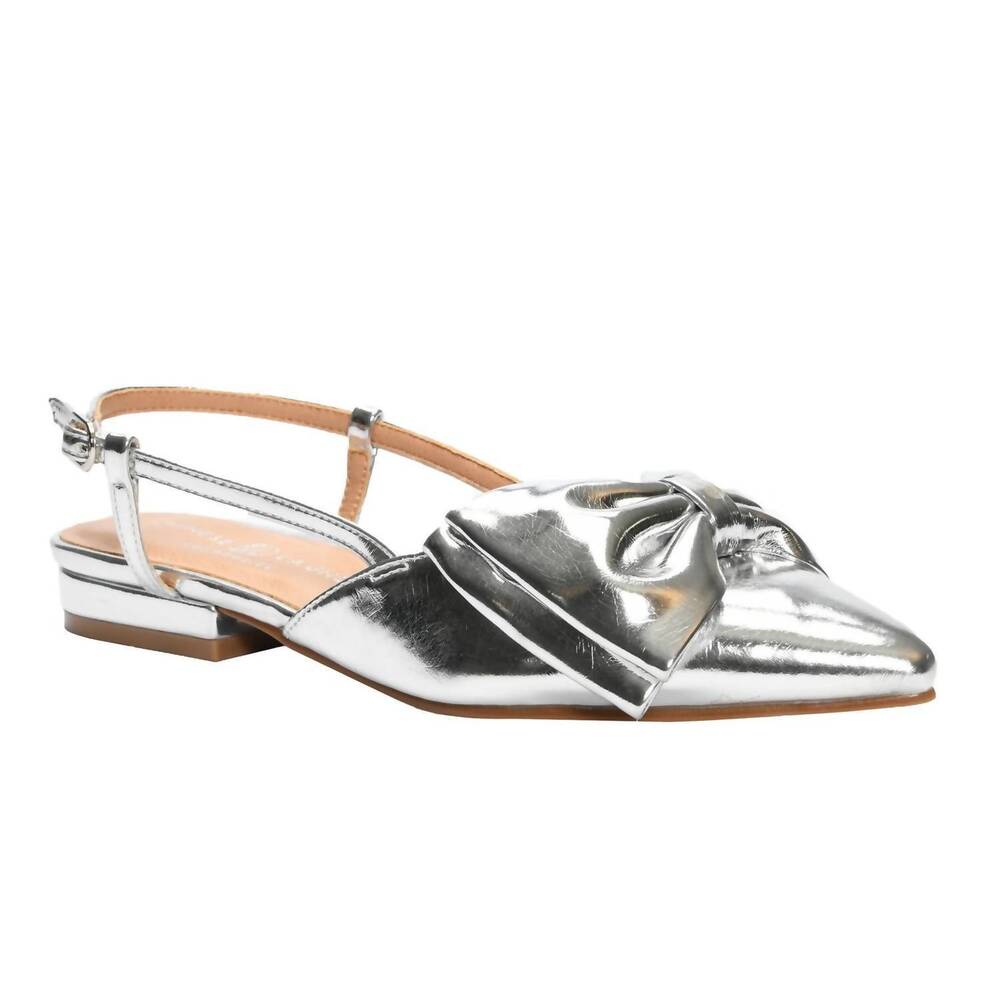 NEW CHINESE LAUNDRY women's harmony bow slingback shoe in silver